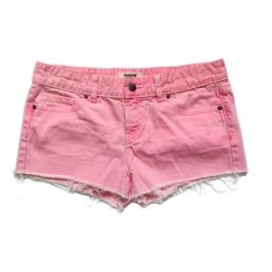 Victoria's Secret PINK Distressed Denim Shorts Hot Pink Cotton 6